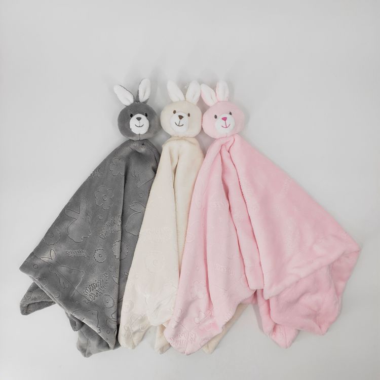 Soft Flannel Bunny Comforter with 3D Flower Emboss